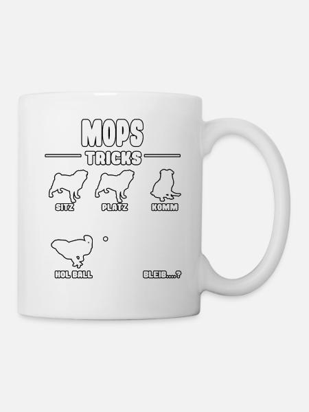 Witziges Mops Pug Puggle Hunde Tricks - Tasse - Weiß