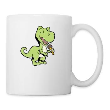 Singender Dino mit Mikrofon - TREX - Tasse - Weiß - Rechts