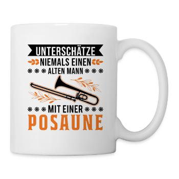 Posaune Alter Mann Posaunenspieler Posaunist - Tasse - Weiß - Rechts