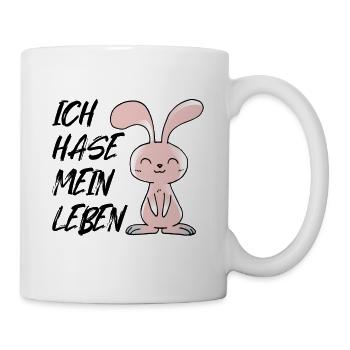 Ich hase mein Leben - unfreundliches Kaninchen - Tasse - Weiß - Rechts