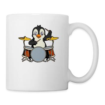 Comic Penguin plays drums - Mug - white - Right