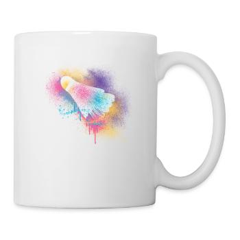 Schläger Ball Sport Buntes Badminton Federball - Tasse - Weiß - Rechts