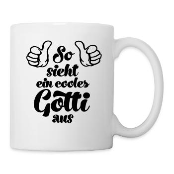 So sieht ein cooles Gotti aus Patentante Schweiz - Tasse - Weiß - Rechts