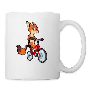 Comic Fuchs fährt Fahrrad - Tasse - Weiß - Rechts