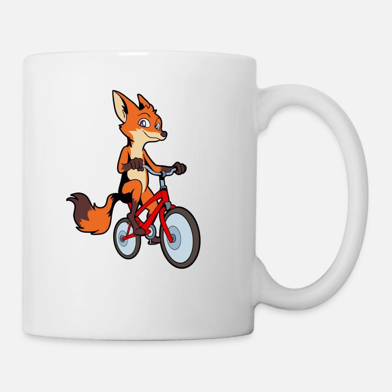 Comic Fuchs fährt Fahrrad - Tasse - Weiß