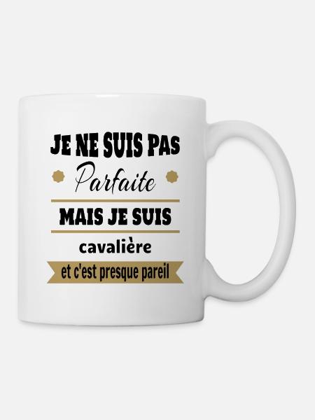 Cadeau pas parfaite mais cavalière cheval - Mug blanc - blanc
