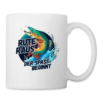 Rute Raus der Spass beginnt Angeln Fischen - Tasse - Weiß - Rechts