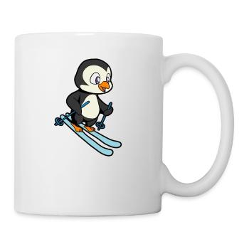 Pinguin fährt Ski - Tasse - Weiß - Rechts