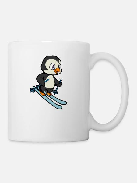 Pinguin fährt Ski - Tasse - Weiß