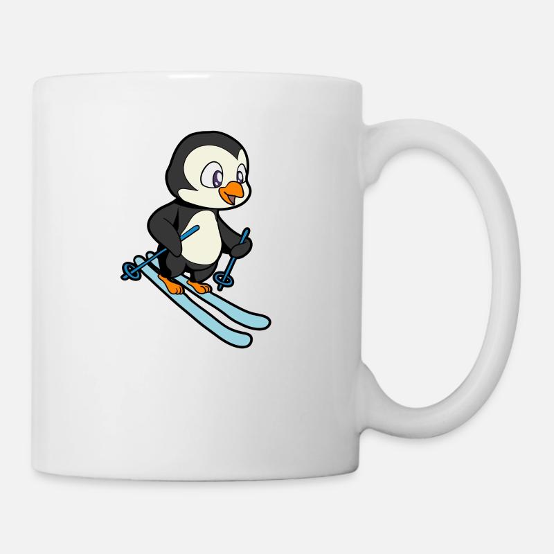 Pinguin fährt Ski - Tasse - Weiß