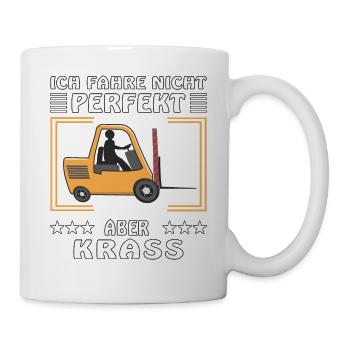 STAPLER ICH FAHRE NICHT PERFEKT ABER KRASS - Tasse - Weiß - Rechts