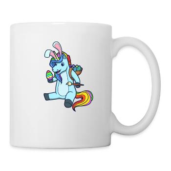 Einhorn bemalt Ostereier an Ostern - Ostereinhorn - Tasse - Weiß - Rechts