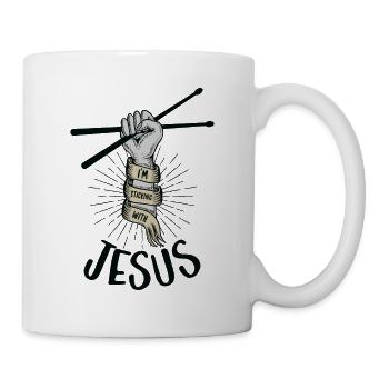 I'm Sticking With Jesus Drummer Schlagzeug - Tasse - Weiß - Rechts