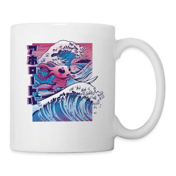 Axolotl Surfing Vaporwave Japan Wave - Mug - white - Right