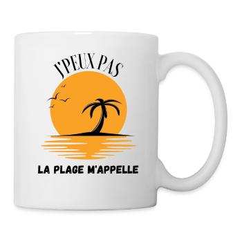été humour la plage m'appelle vacances soleil - Mug blanc - blanc - Droite