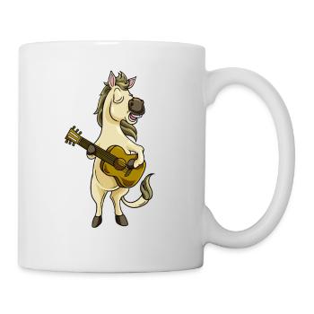 Comic Pferd spielt Gitarre - Tasse - Weiß - Rechts