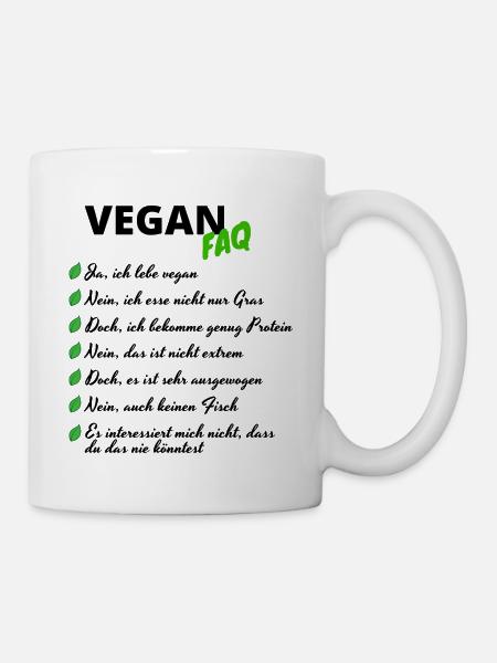 VEGAN Regeln veganer veganerin geschenk tiere - Tasse - Weiß