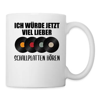 Schallplatte Vinyl Plattenspieler DJ Geschenk - Tasse - Weiß - Rechts