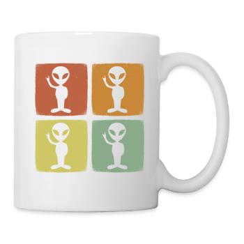 Lustige Vintage Alien Retro UFO - Tasse - Weiß - Rechts