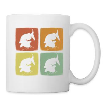 Vintage Wels Retro Fisch Wassertier - Tasse - Weiß - Rechts
