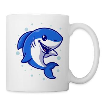 Cartoon Haifisch - Tasse - Weiß - Rechts