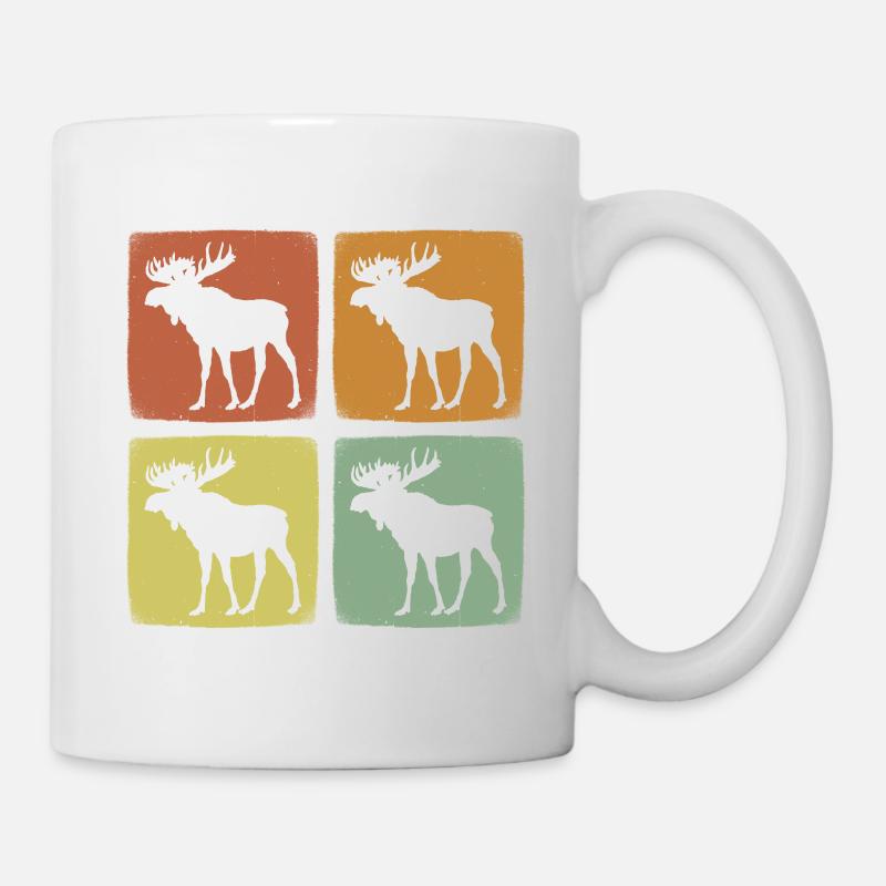 Vintage Elch Retro Wildtier - Tasse - Weiß