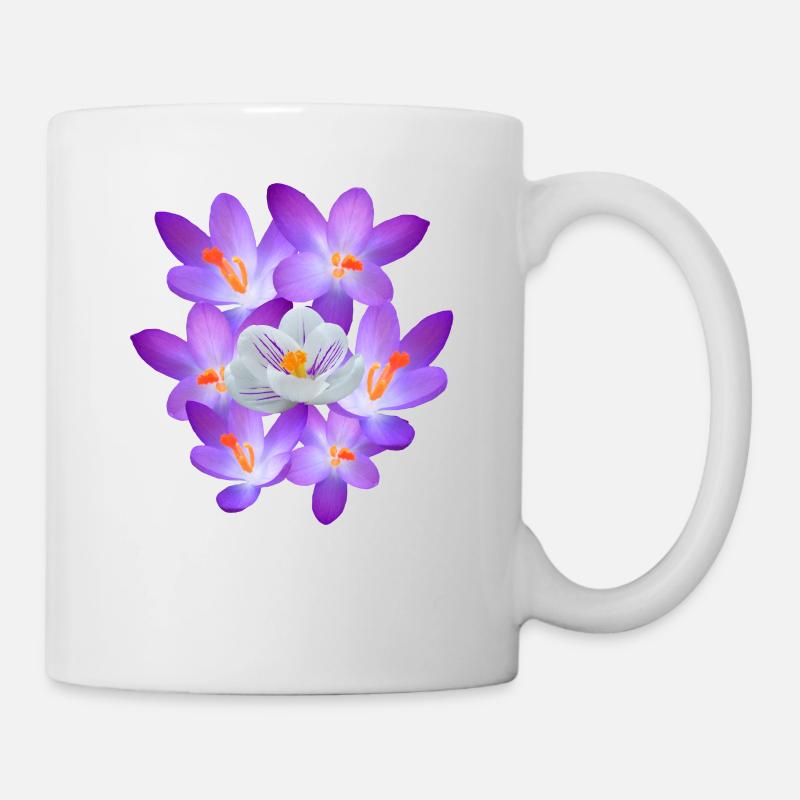 Frühlingsblumen, lila Blumenmuster Frühjahr Blüten - Tasse - Weiß
