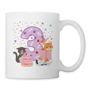 3. Geburtstag Mädchen Katzen Outfit 3 Jahr alt - Tasse - Weiß - Rechts