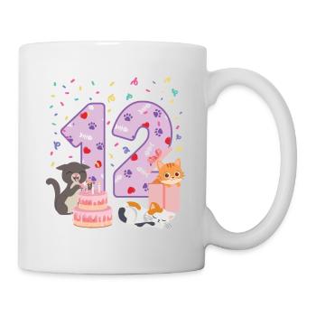 12ème anniversaire Girl Cats Outfit 12 ans - Mug blanc - blanc - Droite