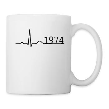 Heartbeat Minimal Birthday Vintage 1974 Line - Mug - white - Right