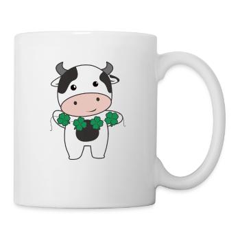Cow with shamrocks cute animals for happiness - Mug - white - Right