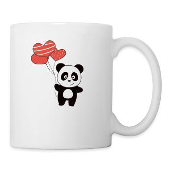 Panda süße Tiere mit Herzen Ballons zu Valentine - Tasse - Weiß - Rechts