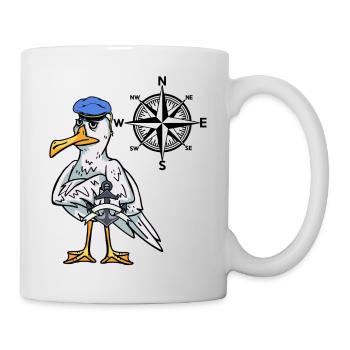 Marin maritime mouette boussole windrose nautique - Mug blanc - blanc - Droite