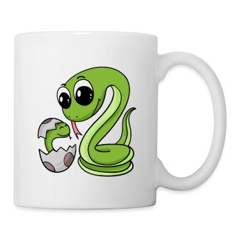 Schlange mit Baby Schlange - Tasse - Weiß - Rechts
