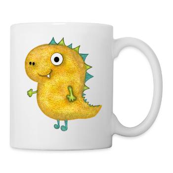Cute plush dino by SueLYSue.Art - Mug - white - Right