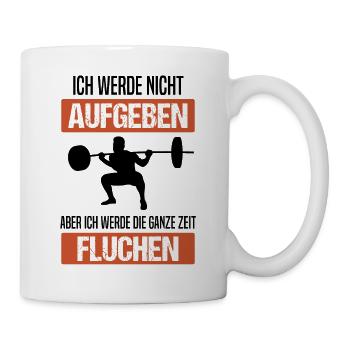 Bodybuilding Kraftsport Kniebeugen Spruch Geschenk - Tasse - Weiß - Rechts
