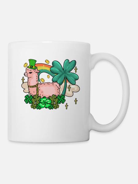 Irish Llama Alapca St. Patrick’s Shamrock - Mug blanc - blanc