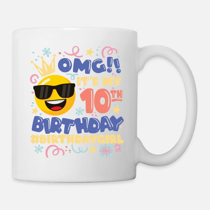 Omg! c’est mon émoticône de fille de 10e anniversaire - Mug blanc - blanc