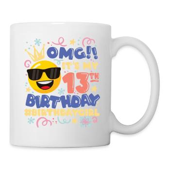 Omg! c’est mon émoticône de fille de 13e anniversaire - Mug blanc - blanc - Droite