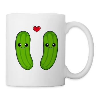 Gurke Paar Liebe Comic - Tasse - Weiß - Rechts