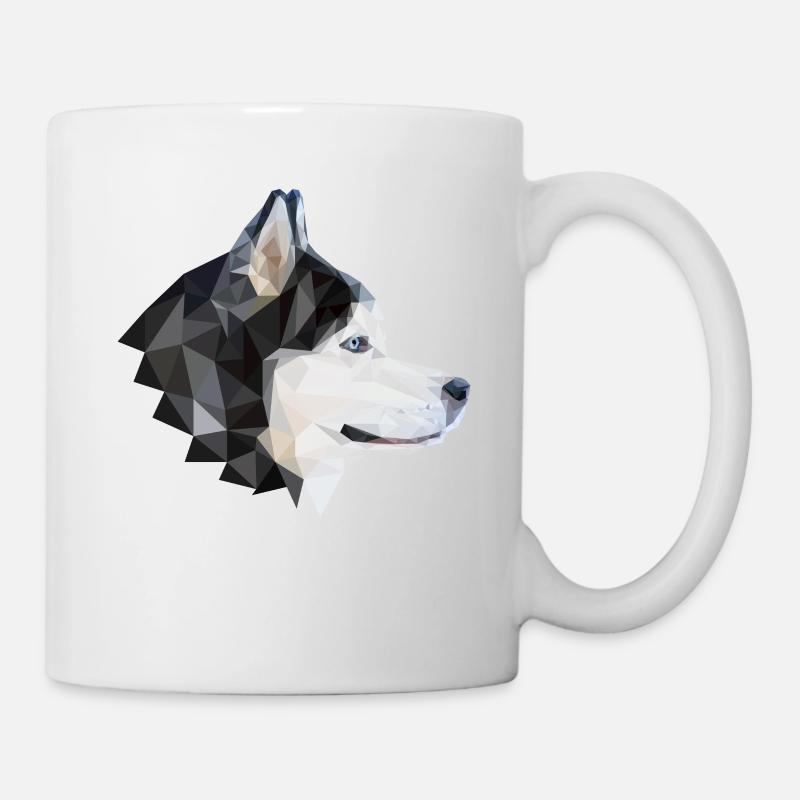 Hund Husky Polygon - Tasse - Weiß