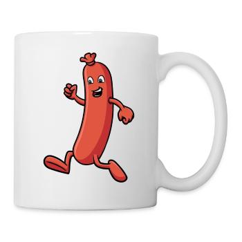 Wurst die rennt - Lustiges Illustration - Tasse - Weiß - Rechts