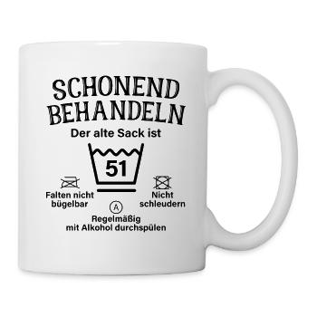 Schonend Behandeln 51. Geburtstag Der Alte Sack 51 - Tasse - Weiß - Rechts