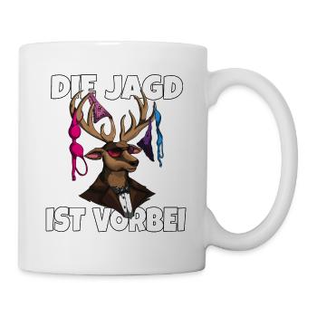 Hirschgeweihshirt mit Damenunterwäsche zum JGA - Tasse - Weiß - Rechts