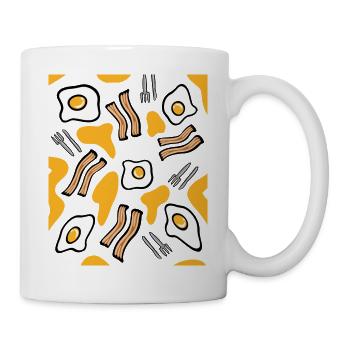 Breakfast design of fried eggs and bacon - Mug - white - Right