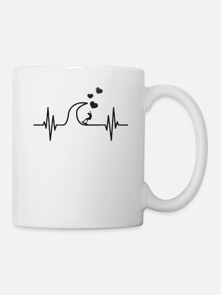 Surfer Herzschlag Herzen Surfen Wave Surfer - Tasse - Weiß