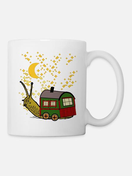 Sternenhimmel Reise Bauwagen Schnecke Camping - Tasse - Weiß
