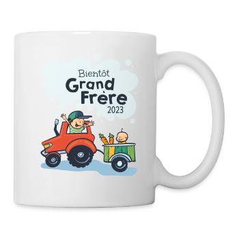Bientot Grand Frere Tracteur 2023 - Mug blanc - blanc - Droite