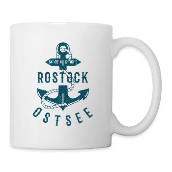 Rostock Hansestadt Ostsee Anker Moin Norddeutsch - Tasse - Weiß - Rechts
