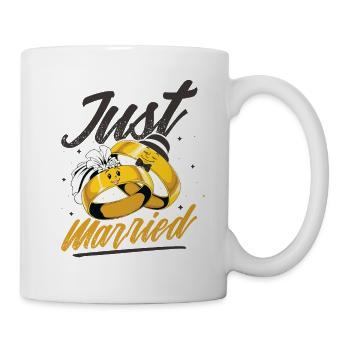 Honeymoon couple suitably just married - Mug - white - Right